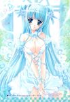  blue_eyes blue_hair breasts cleavage copyright_request detached_collar dress highres lace-up large_breasts long_hair solo sugiyama_genshou very_long_hair 