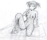  bad_id bad_pixiv_id cactus ichiba_youichi monochrome monster_girl original plant_girl short_twintails sketch solo twintails uprooted 