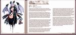  bat_wings breasts character_profile cleavage demon_girl earrings english hard_translated heart horns jewelry kenkou_cross kneehighs lilim_(monster_girl_encyclopedia) looking_at_viewer medium_breasts monster_girl monster_girl_encyclopedia official_art pointy_ears red_eyes sitting solo succubus tail text_focus translated white_hair wings 
