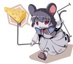  animal_ears cheese food fujy furrification furry mouse_ears mouse_tail nazrin red_eyes short_hair simple_background solo tail touhou white_background 