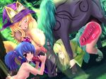  3girls anal aomidori bestiality blue_hair blush breasts deep_penetration game_cg group_sex highres huge_breasts huge_penis large_penetration multiple_girls orgy penis unicorn x-ray 