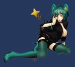  abe_(f!mixture) animal_ears bad_id bad_pixiv_id blue_hair breasts costume gen_4_pokemon large_breasts luxray personification pokemon solo thighhighs yellow_eyes 