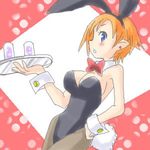  animal_ears blue_eyes blush breasts bunny_ears bunny_girl bunny_girls disgaea drink drinks hand_on_hip hips large_breasts looking_at_viewer lowres magic_knight_(disgaea) open_mouth orange_hair 