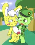  bear blush cuddles cuddles_(htf) dagasi flippy frottage fur gay green_fur happy_tree_friends lagomorph male mammal penis rabbit yellow_fur 