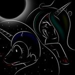  duo epic equine female feral friendship_is_magic horn horns horse mammal moon my_little_pony nightmare_moon_(mlp) pony princess princess_celestia_(mlp) princess_luna_(mlp) royalty space stars unknown_artist 