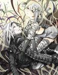  1girl bandages braid flower gloves hair_flower hair_ornament kaine_(nier) nier nier_(series) nier_(young) ricci silver_hair white_hair yellow_eyes 