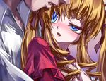  blonde_hair blue_eyes blush kiss rozen_maiden saliva sasa_ichi shinku 