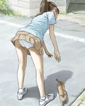  brown_hair cat legs long_hair miniskirt original panties ponytail skirt solo standing tnt_(aaaazzzz) underwear 