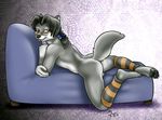  avoid_posting balls canine conditional_dnp eyewear glasses helsy helsy_(character) hindpaw leg_warmer legwear looking_at_viewer male mammal moodyferret paws pose raised_tail sofa solo tail tongue tongue_out wolf 