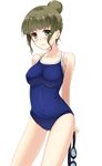  brown_eyes brown_hair competition_school_swimsuit goggles hair_bun hanasaku_iroha hino_minato_(spec.c) one-piece_swimsuit oshimizu_nako school_swimsuit solo swimsuit 