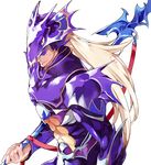  armor blonde_hair cain_highwind dragoon dragoon_(final_fantasy) final_fantasy final_fantasy_iv hat_over_eyes helmet long_hair male_focus polearm smile solo sumi_keiichi transparent_background weapon 