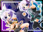  2girls cosplay hatsune_miku hatsune_miku_(cosplay) hiiragi_kagami hiiragi_tsukasa kagamine_rin kagamine_rin_(cosplay) kurukuru_(korekita) lucky_star multiple_girls new_year thighhighs vocaloid wallpaper 