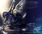  armor aselia_bluespirit blood dress eien_no_aselia hitomaru sword wallpaper wings xuse 