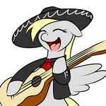  derp derpy_hooves_(mlp) equine female friendship_is_magic guitar hair happy kloudmutt mammal mariachi music my_little_pony pegasus plain_background solo sombrero white_background wings 