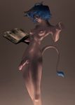  book futanari geek horns megane nipples nude simple_background succubus tail 