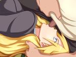  1girl blonde_hair blue_eyes blush censored fellatio forced kimura_kaere long_hair lying maku_(l-u) makura_no_doushi oral penis saliva sayonara_zetsubou_sensei school_uniform sweat 