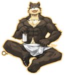  barazoku biceps big_muscles buff canine dog looking_at_viewer male mammal milk muscles noku13456 pecs plain_background robbw sitting solo topless towel white_background 