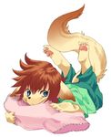  canine cub fox gou legs_up lying male mammal pawpads paws pillow plain_background solo white_background 