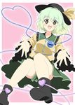  green_eyes green_hair hat heart heart-shaped_pupils heart_of_string komeiji_koishi open_hands skirt solo symbol-shaped_pupils takoyaki_(takoyaki-batake) touhou 