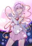  back_bow bishoujo_senshi_sailor_moon bow cosplay gloves hairband heart komeiji_satori magical_girl nyuu_(manekin-eko) open_mouth pink_eyes pink_hair pose sailor sailor_senshi_costume sailor_senshi_uniform short_hair solo third_eye touhou tsuki_ni_kawatte_oshioki_yo white_gloves 