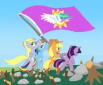  blue_fur cutie_mark derpy_hooves_(mlp) equestrian_flag equine female feral flag flag_raising friendship_is_magic fur group horn horse iwo_jima mammal memorial my_little_pony parody pegasus pony princess princess_celestia_(mlp) rainbow_dash_(mlp) rocks royalty shutterflye soldiers_of_ww2 tree_stump twilight_sparkle_(mlp) unicorn unknown_artist winged_unicorn wings 