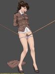  bondage brown_hair crotch_rope high_heels mei_ling metal_gear_solid military_uniform mugensaku panties ponytail pubic_hair pussy skirt_removed tied you_gonna_get_raped 