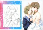  bra fuyuno_haruaki headphones school_uniform sketch techno_fuyuno undressing yuri 