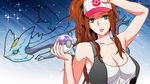  1920x1080 1girl artist_request breasts brown_hair cleavage highres kyurem long_hair master_ball pokemon pokemon_(game) pokemon_black_and_white pokemon_bw touko_(pokemon) wallpaper white_(pokemon) 