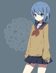  alternate_costume blue_eyes blue_hair chico152 hair_ornament hairclip mahou_shoujo_madoka_magica miki_sayaka sailor_collar school_uniform short_hair skirt solo sweater 