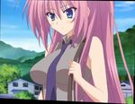  blue_eyes breasts hoshizora_e_kakaru_hashi large_breasts oppai pink_hair sakai_hina screen_capture tie 