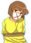  1girl aizawa_eiko bdsm blush bondage bound gag otn rope shinryaku!_ikamusume surgical_mask 