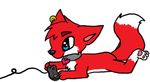  &hearts; blue_eyes canine collar controller cute ear_piercing earring fox fur hair haloian hindpaw male mammal pads paws piercing plain_background red red_fur red_hair solo white_background wire 
