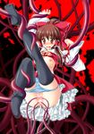  anal black_legwear blush bow breasts brown_eyes brown_hair censored cum cum_in_ass cum_in_pussy detached_sleeves dress dripping gaping hair_bow hair_tubes hakurei_reimu kamiya_tomoe mosaic_censoring open_clothes open_dress open_mouth panties pussy rape red_dress small_breasts solo spread_pussy striped striped_panties tentacle_sex tentacles thighhighs touhou underwear upskirt vaginal 