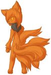  dracothedragon elemental ember female fire_elemental fox male mammal monotone multiple_tails plain_background snofu solo tail white_background 