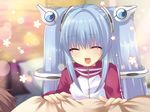  bed bed_sheet bedroom blue_hair blush closed_eyes flyable_heart game_cg hair_ornament indoors itou_noiji katsuragi_shou kujou_kururi long_hair official_art open_mouth pillow sasakura_ayato sportswear twintails very_long_hair 