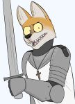  2018 armor canine coyote cross crusader keadonger male mammal melee_weapon scp-2547 scp_foundation solo sword teeth weapon 