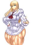  blonde_hair blue_eyes breasts emilie_de_rochefort extreme_muscles female lili_(tekken) muscle muscular_female purukogi purukogi_(plasma_beach) simple_background solo tekken white_background 