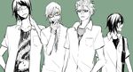  4boys apu arrancar bleach grimmjow_jaegerjaquez male male_focus monochrome multiple_boys nnoitra_gilga szayel_aporro_granz szayelaporro_granz ulquiorra_cifer 