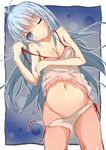  axiomofc babydoll bad_id bad_pixiv_id bare_shoulders blue_eyes blue_hair breasts camisole cleavage denpa_onna_to_seishun_otoko groin long_hair medium_breasts navel off_shoulder one_eye_closed panties panty_pull see-through side-tie_panties solo stomach strap_slip touwa_erio underwear undressing untied untied_panties white_panties 