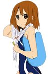  absurdres bad_id bad_pixiv_id brown_eyes brown_hair competition_swimsuit hair_ornament hairclip highres hirasawa_yui k-on! one-piece_swimsuit penta_(nrstk) school_swimsuit short_hair solo swimsuit towel wet wet_hair 