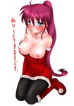  breasts christmas large_breasts lyrical_nanoha mahou_shoujo_lyrical_nanoha mahou_shoujo_lyrical_nanoha_a's minatsuki_randoseru nipples pantyhose santa_costume signum solo translated 