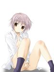  dress_shirt nagato_yuki no_bra nopan open_shirt suzumiya_haruhi_no_yuuutsu watsuki_ayamo 