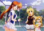  fate_testarossa mahou_shoujo_lyrical_nanoha mahou_shoujo_lyrical_nanoha_strikers pantsu takamachi_nanoha tennis vivio 