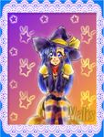  asou_yuuko blue_eyes blue_hair cleavage elbow_gloves gloves halloween hat hat_ribbon long_hair mugen_senshi_valis oppai pumpkin ribbon smile striped_thighhighs tagme thighhighs valis witch_hat 