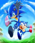  dual_persona furry green_eyes highres manaita signature sonic sonic_generations sonic_the_hedgehog time_paradox watermark 