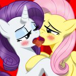  eyeshadow female feral fluttershy_(mlp) friendship_is_magic horn kissing lesbian makeup mammal my_little_pony pegasus rarity_(mlp) unicorn unknown_artist wings 