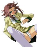  angry belt blazer blue_eyes blush breasts buttons cameltoe clenched_teeth code_geass dutch_angle embarrassed flipped_hair jacket kallen_stadtfeld kimura_takahiro knee_up looking_at_viewer medium_breasts miniskirt necktie nose_blush official_art panties pantyshot pencil_skirt purple_hair school_uniform shirt short_hair_with_long_locks sidelocks simple_background sitting skirt sleeve_cuffs slender_waist solo spread_legs sweatdrop teeth thighhighs third-party_edit underwear upskirt vector_trace white_background white_legwear white_panties wing_collar 