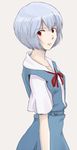  ayanami_rei blue_hair gaju jpeg_artifacts neon_genesis_evangelion red_eyes school_uniform short_hair simple_background solo 