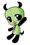  anime_eyes black_eyes blush canine chevi chibi cute dog gir invader_zim looking_at_viewer puppet solo standing tongue_out zipper 