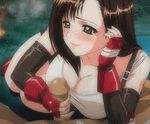  animated_gif bare_shoulders blush brown_eyes brown_hair cum_on_stomach dark_skin final_fantasy fingerless_gloves fire forest outdoors penis semen tagme tekoki 